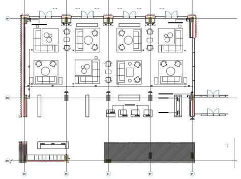 Autocad 2d Drawing Shows Hotel Lobby Lounge Designdownload The Autocad