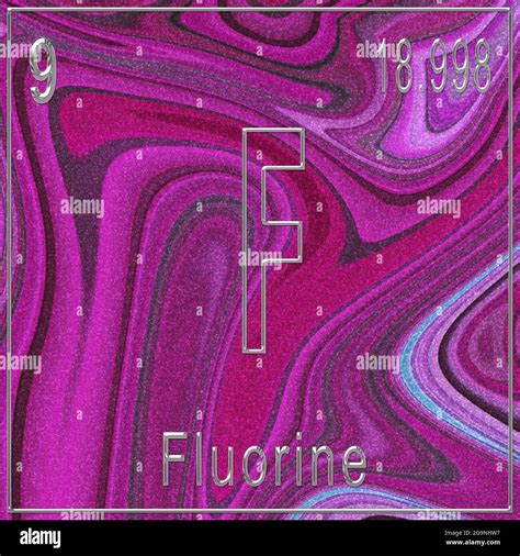 Fluorine Chemical Element Sign With Atomic Number And Atomic Weight Periodic Table Element