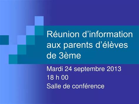 Ppt R Union Dinformation Aux Parents D L Ves De Me Powerpoint