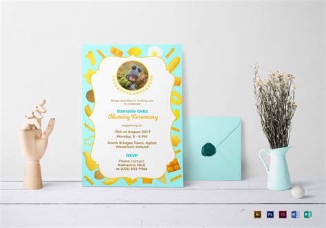 Creative Naming Ceremony Invitation Design Template In PSD Word