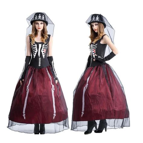 New Arrival Women Vampire Witch Costumes Sexy Witch Halloween Costume Masquerade Adult Skeleton