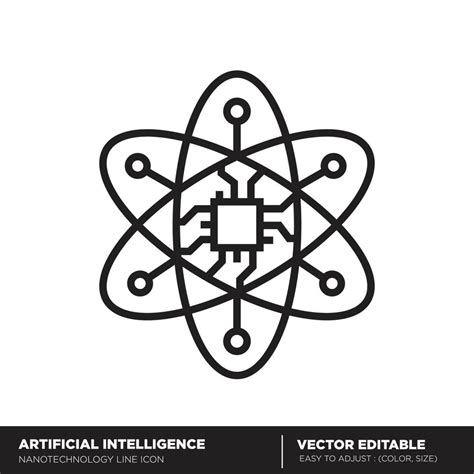 inteligencia artificial icono de esquema de nanotecnología vector