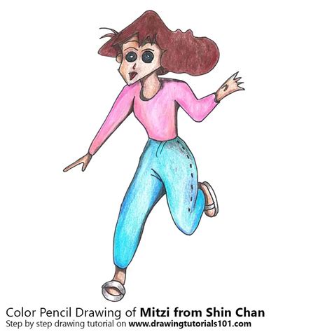 How To Draw Mitzi From Shin Chan Printable Step By Step Drawing Sheet