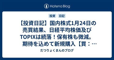 日経平均株価とtopixは続落！新規購入で再スタート だつりょくまんのブログ