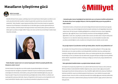 Mutlu Masallar Projemizle Milliyet Gazetesine Konuk Olduk Santa Farma