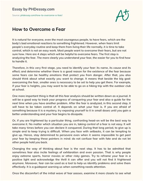 How To Overcome A Fear Narrative And Thesis Essay Example Phdessay