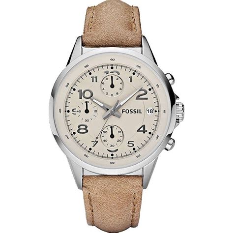 Fossil Ch Watch Strap Beige Leather