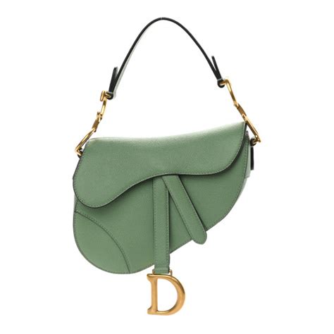 Christian Dior Grained Calfskin Mini Saddle Bag Green 911848 Fashionphile