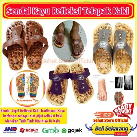 Jual Sandal Bakiak Refleksi Kaki Kayu Slop Jepit Kesehatan Selop Sendal