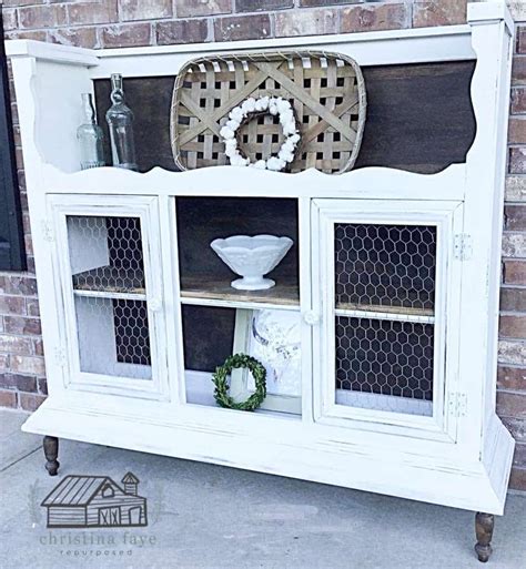 Repurposed Hutch Top Into Farmhouse Cabinet Flipped Upside Down