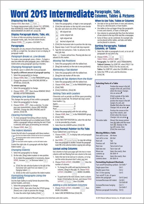 Pdf Microsoft Word 2013 Intermediate Quick Reference Paragraphs Tabs