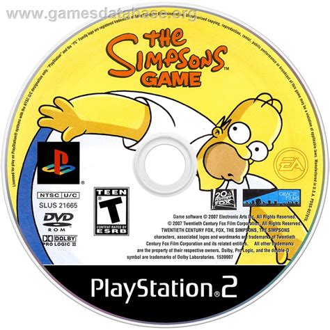 Simpsons Game Sony Playstation 2 Artwork Disc