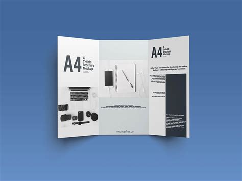 Free A4 Folded Tri Fold Brochure Mockup Psd Good Mockups