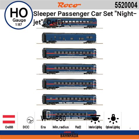 Roco Ho Sleeper Passenger Car Set Nightjet Oebb