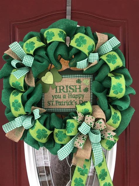 St Patricks Day Wreath Front Door Wreath St Patricks Etsy St