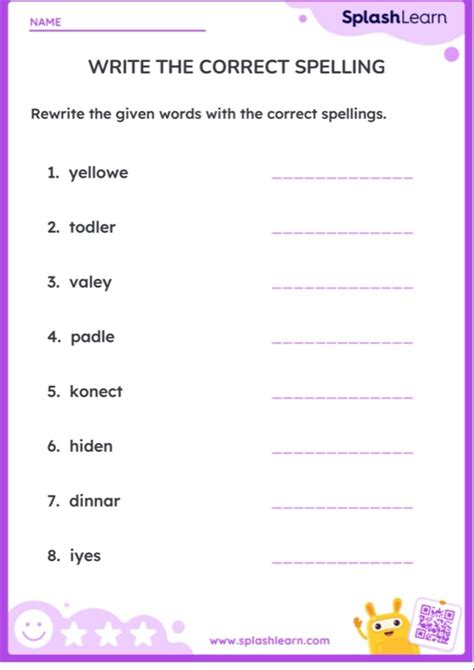 Write The Correct Spelling Worksheet