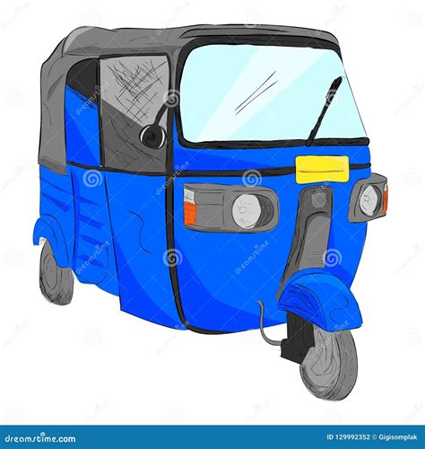 Vector Bajaj Biru Or Tuk Tuk Public Transportation Royalty Free Stock