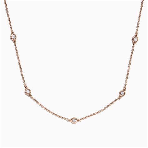 Effy 14k Rose Gold 18 Diamonds Station Necklace 021 Tcw