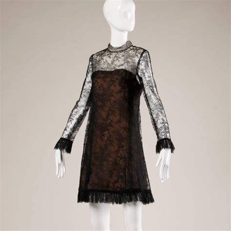 S Vintage Brown Black Nude Illusion Chantilly Lace Cocktail Dress For Sale At Stdibs