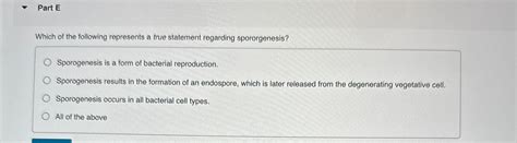 Solved Part EWhich Of The Following Represents A True Chegg