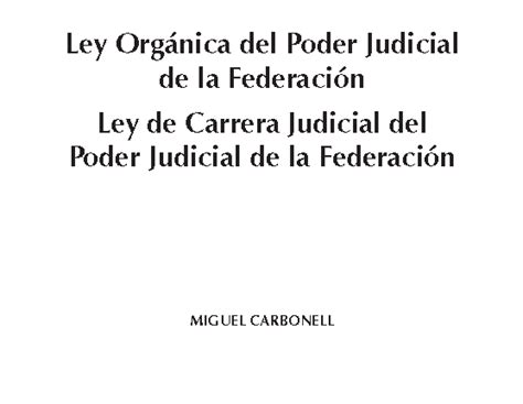 Libros En Derecho Ley Organica Del Poder Judicial De La Federacion Ley