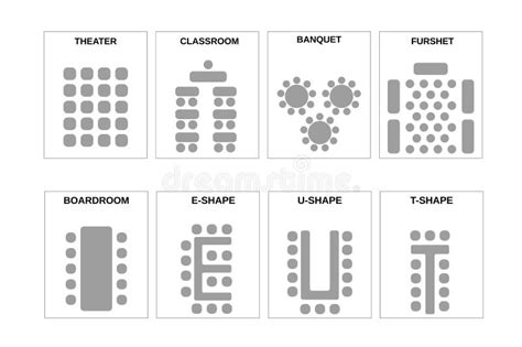 A Set Of Schemes For Arranging Seats The Chairs And The Tables In