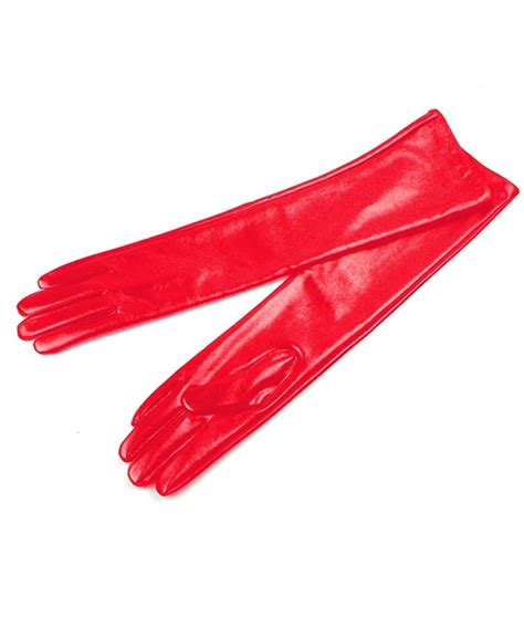 Women Lady Winter Long Leather Gloves Touchscreen Elbow Length Evening Party - Red - C2125K1I1WT