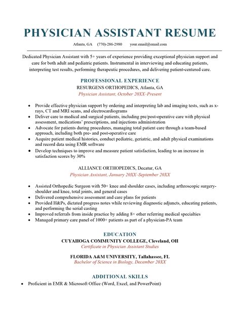 Physician Assistant Resume [sample And Writing Tips]