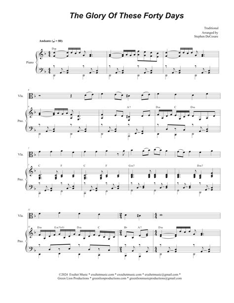 The Glory Of These Forty Days Viola Solo And Piano Arr Stephen