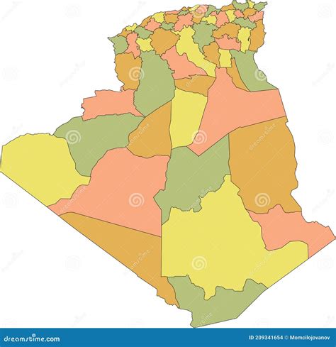 Pastel Map Of Algeria Stock Vector Illustration Of Geography 209341654