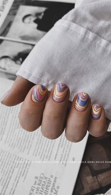 70 Stylish Nail Art Ideas To Try Now Pastel Wavy Sheer Short Nails