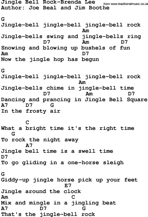 Jingle Bell Rock Lyrics Printable For Kids