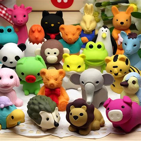 34 Pcs Animal Erasers For Kids Desk Pet Puzzle Erasers 3d