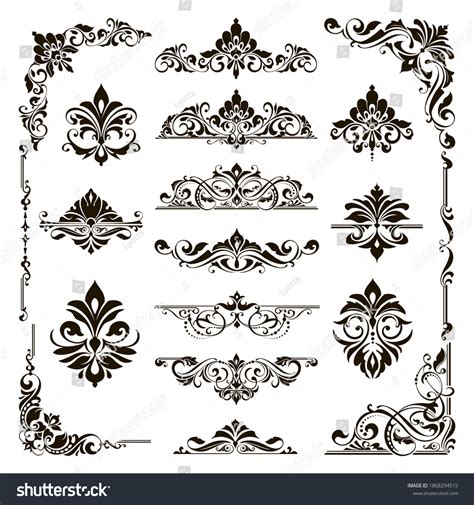 Ornamental Design Lace Borders Corners Vector เวกเตอร์สต็อก ปลอดค่า