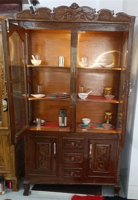 4 Door Sheesham Wood Crockery Cupboard For Kitchen Floor Mount At Rs