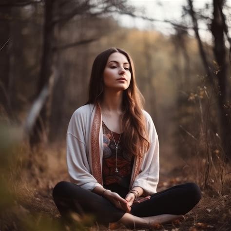 Premium Photo Meditation Beautiful Girl Meditating In Nature