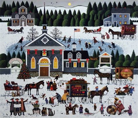 Artist Charles Wysocki Unframed Holiday Print Church Yard Christmas ...