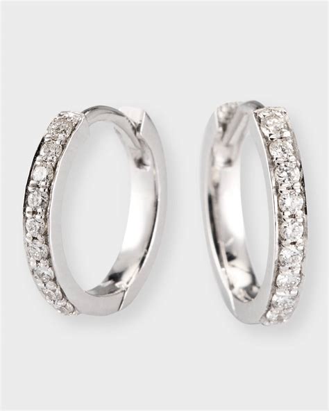 64 Facets 18k White Gold Diamond Huggie Hoop Earrings 0 20tcw Neiman