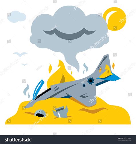 Vector Fighter Crash Flat Style Colorful Stock Vector (Royalty Free ...