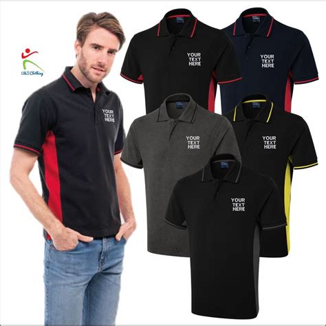 Personalised Embroidered Uneek Two Tone Polo Shirt Custom Text Casual