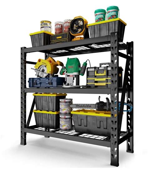 Custom Heavy Duty Shelving 300 Kg Layer Garage Black 4 Tier Warehouse