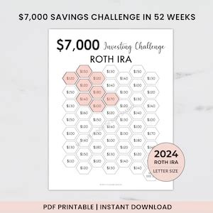 7000 Roth IRA Savings Challenge Tracker 7000 Savings Challenge