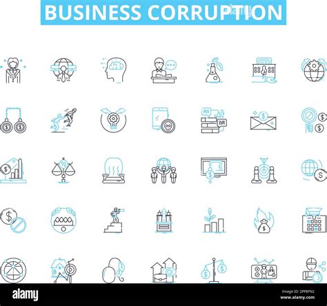 Business Corruption Linear Icons Set Bribery Embezzlement Fraud