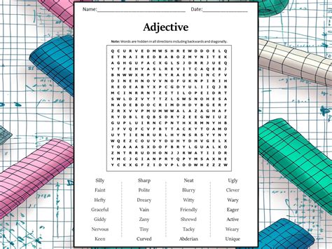 Adjective Word Search Puzzle Worksheet Activity Teaching Resources