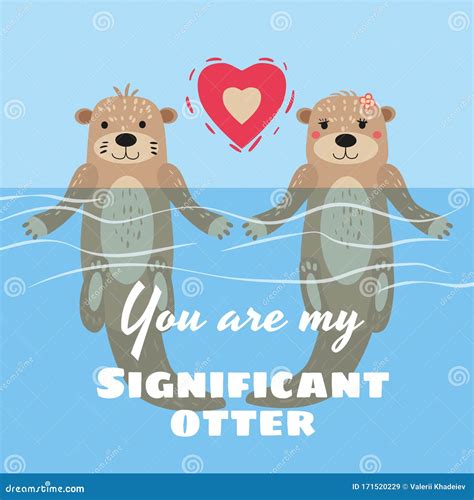 Significant Otter Valentines Day Greeting Card Cute Otter Couple In