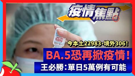 今本土22983、境外306 Ba5恐再掀疫情！王必勝：單日5萬例有可能 台灣新聞 Taiwan 蘋果新聞網 Youtube