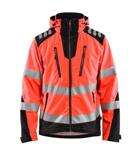 Veste Softshell haute visibilité Rouge fluo Noir Blaklader