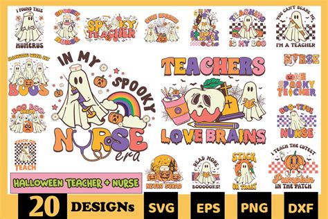 Halloween Teacher Nurse Svg Bundle Graphic By Skinite Creative Fabrica