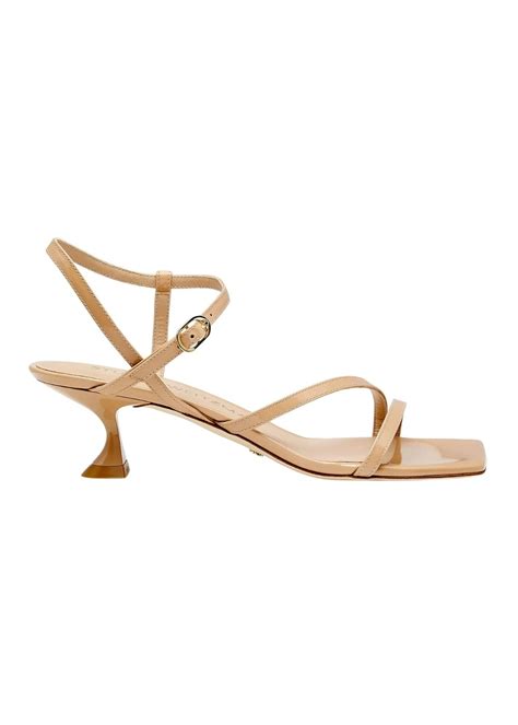 Stuart Weitzman Oasis 50MM Patent Leather Sandals Adobe J Cathell