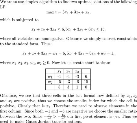 Use The Simplex Algorithm To Find Two Optimal Solutions To T Quizlet